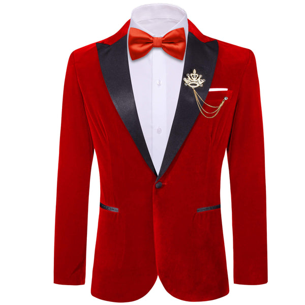  Fire Brick Red Solid Silk Men's Suit
