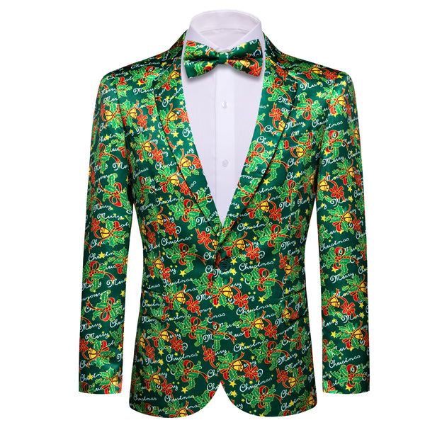 Green Mistletoe Christmas Men's Suit for Party