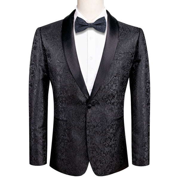 New Luxury Black Shinning Floral Men's Suit Set