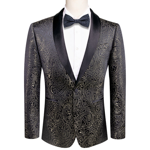 Luxury Black Champagne Paisley Men's Suit Set