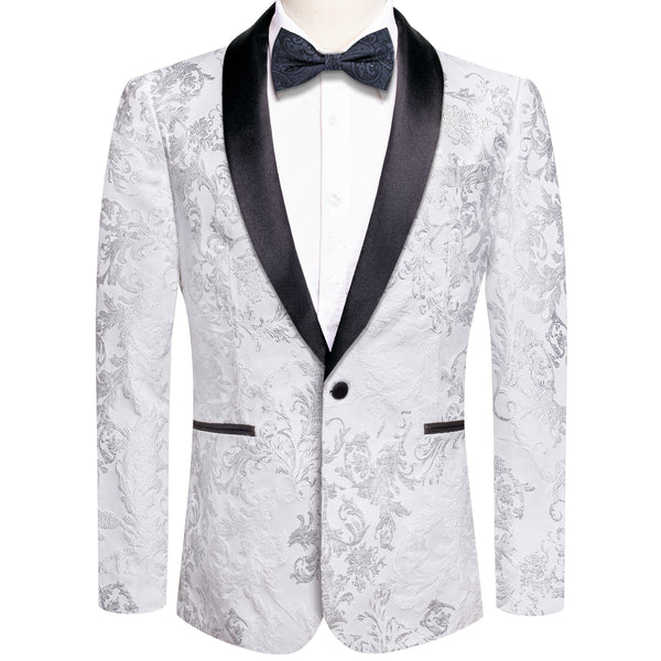 Luxury Sliver White Floral Men's Suit Set