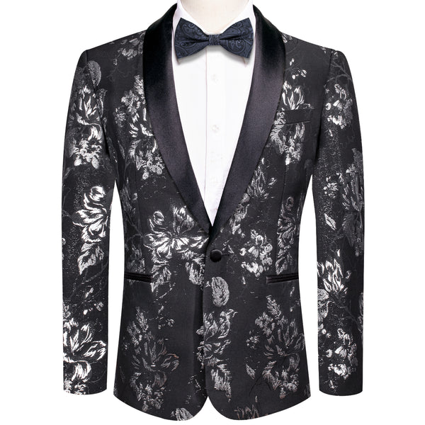 New Luxury Black White Floral Men's Suit Set