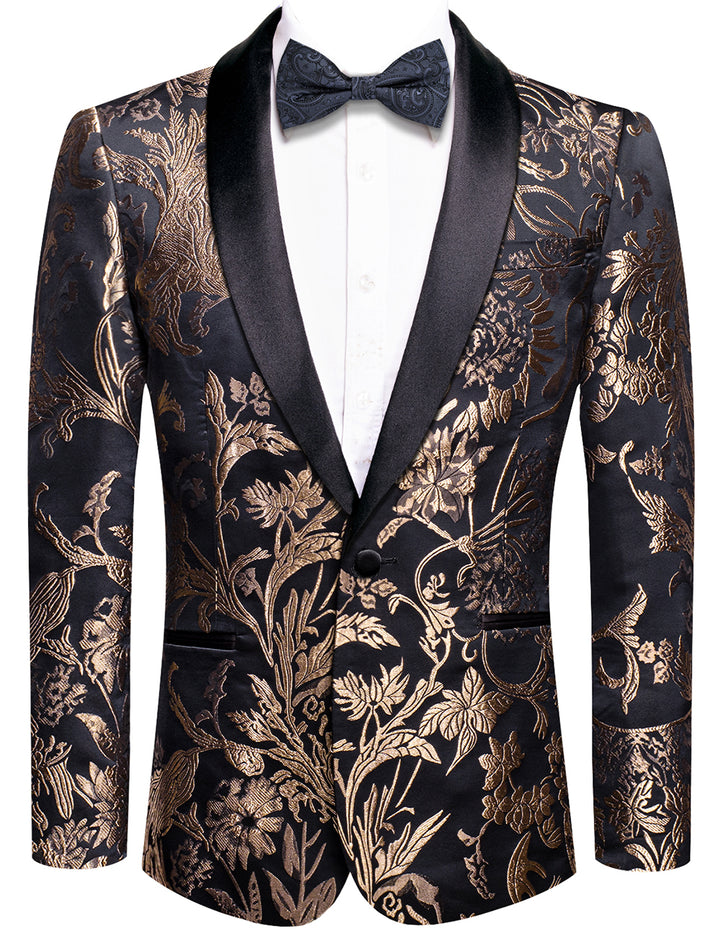 black brown mens floral suit