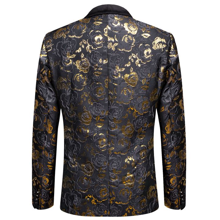 Ties2you Dress Suit Black Golden Rose Floral Men's Formal Suit Set ties2you Ties2you Dress Suit Black Golden Rose Floral Men's Formal Suit Set ties2you