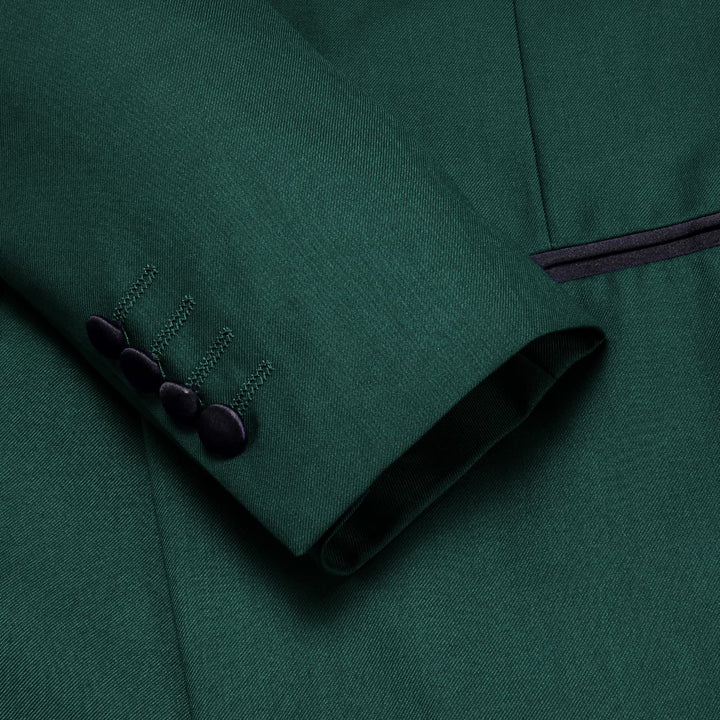 Men's Suit Sapphire Pine Green Solid Shawl Collar Silk Suit