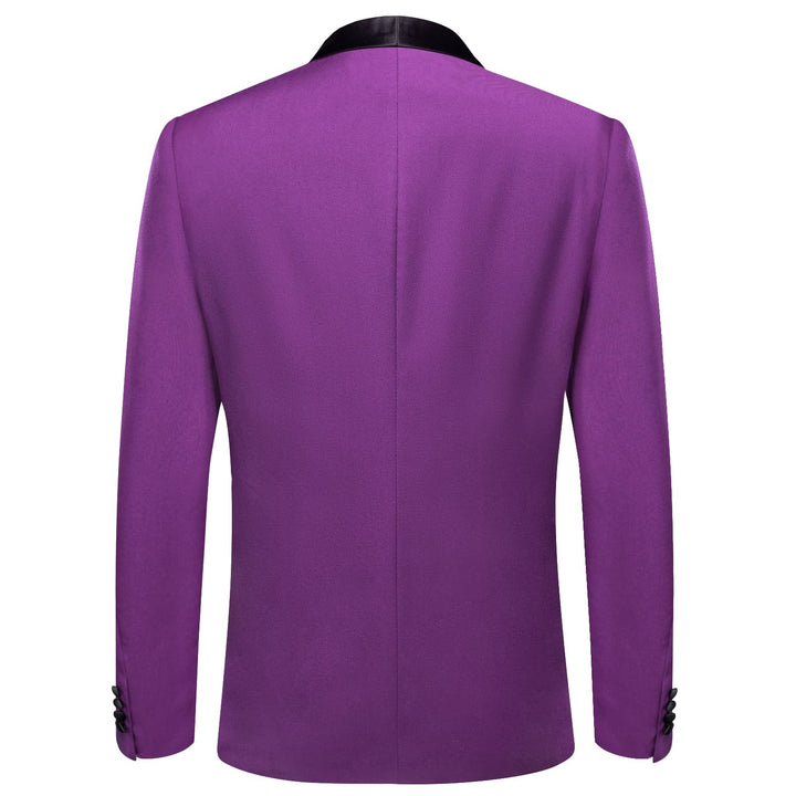 Men's Suit Sapphire Violet Purple Solid Shawl Collar Silk Suit