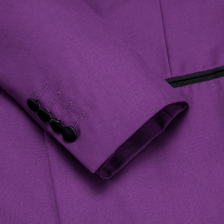 Men's Suit Sapphire Violet Purple Solid Shawl Collar Silk Suit