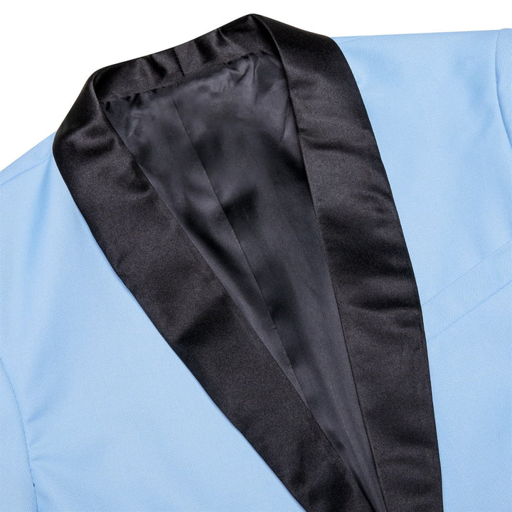 Men's Suit Arctic Blue Solid Shawl Collar Silk Suit Fashion