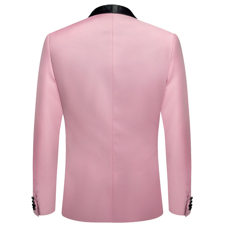 Men's Suit Lemonade Pink Solid Shawl Collar Silk Suit Wedding