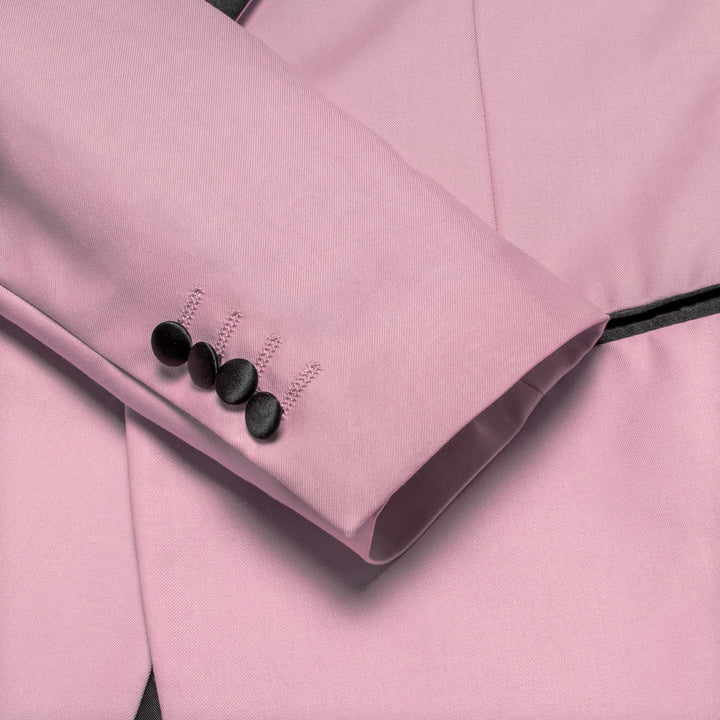 Men's Suit Lemonade Pink Solid Shawl Collar Silk Suit Wedding