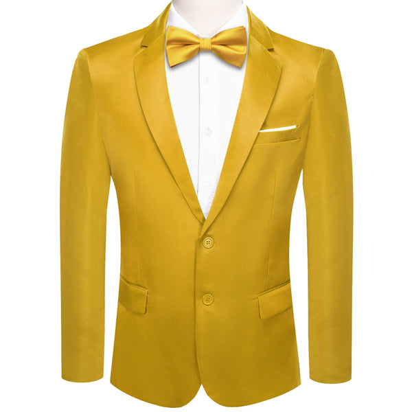 Men's Suit Dijon Yellow Satin Notched Collar Suit Jacket