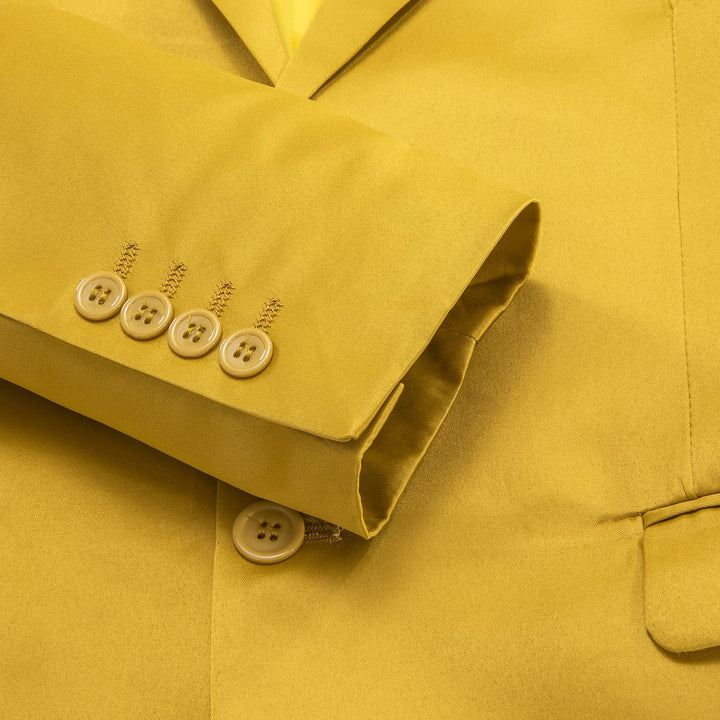 Men's Suit Dijon Yellow Satin Notched Collar Suit Jacket