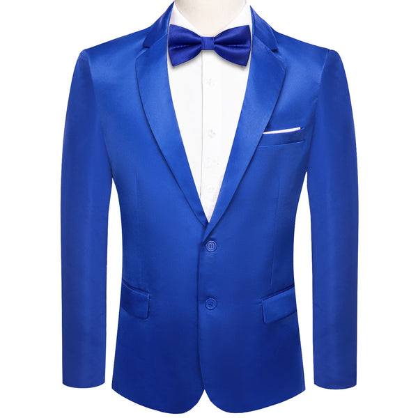 Men's Suit Cobalt Blue Satin Notched Collar Suit Jacket Blazer