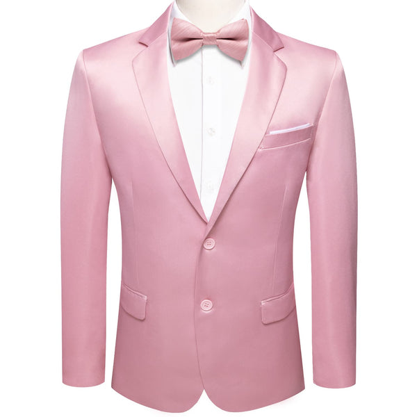 Men's Suit Pink Satin Notched Collar Suit Jacket Slim Blazer Wedding