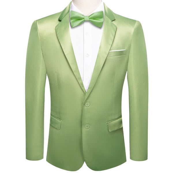 Men's Suit Pear Green Satin Notched Collar Suit Jacket Slim Blazer