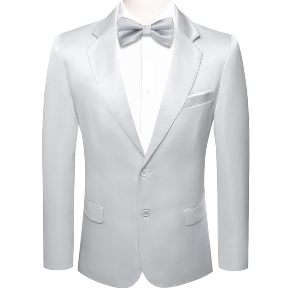 Men's Suit Cloud Grey Satin Notched Collar Suit Jacket Slim Blazer