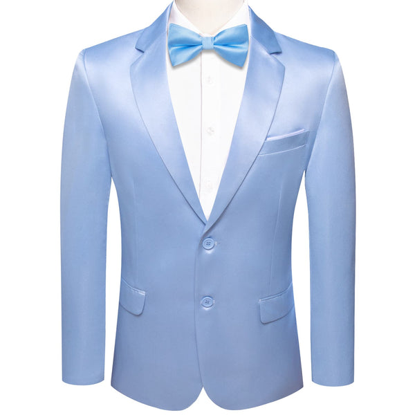 Men's Suit Arctic Blue Satin Notched Collar Suit Jacket Slim Blazer Fashion
