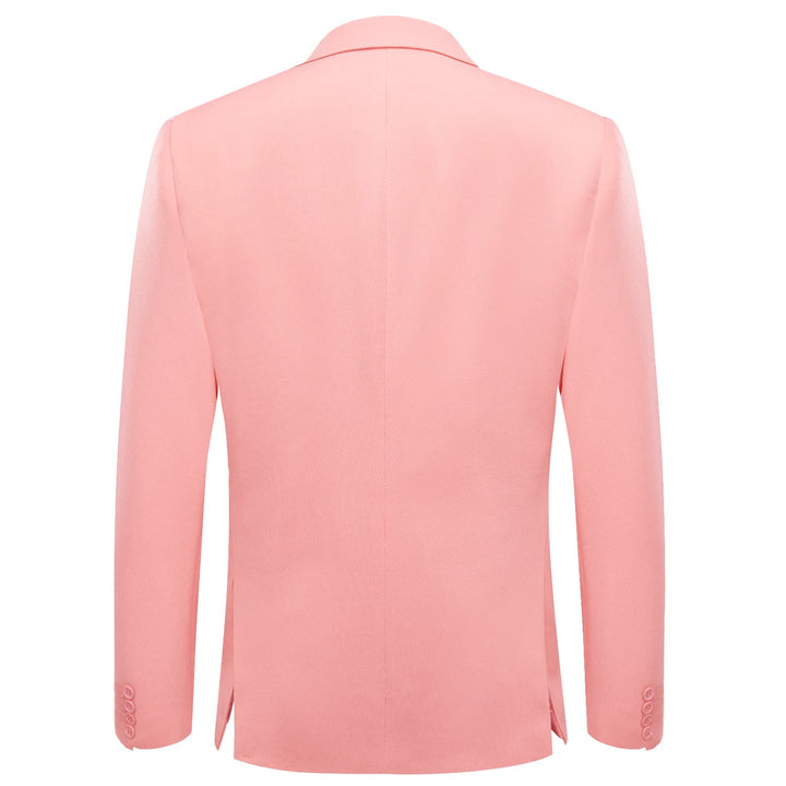 Knit Dress Suit Light Pink Solid Notched Collar Silk Suit for Men