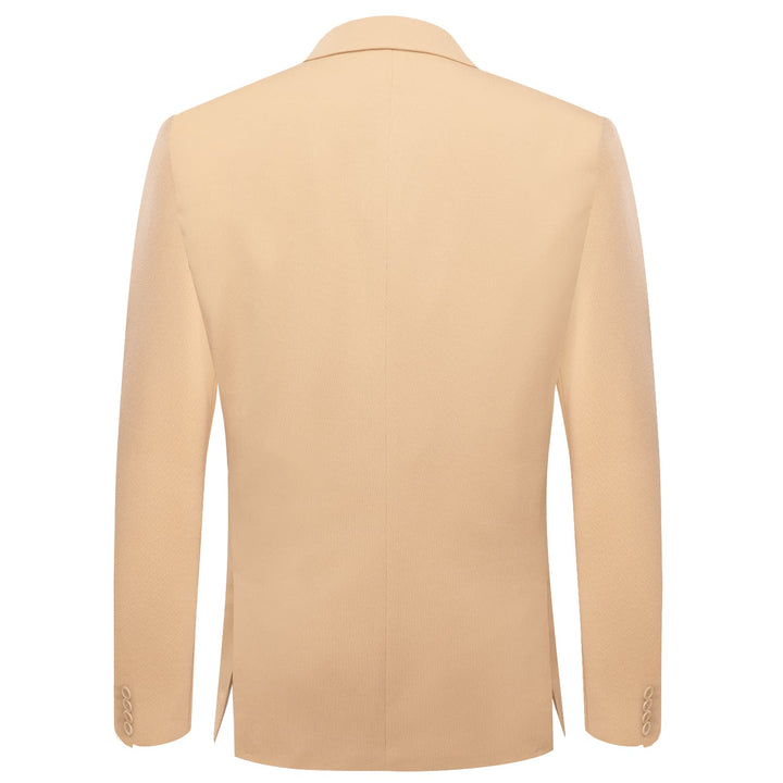 Knit Dress Suit Beige Solid Notched Collar Silk Suit for Men
