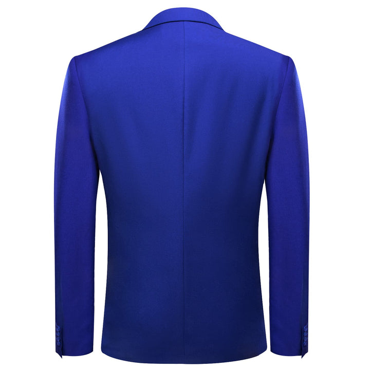 Men's Suit Navy Blue Notched Collar Silk Suit Jacket Slim One Button Stylish Blazer
