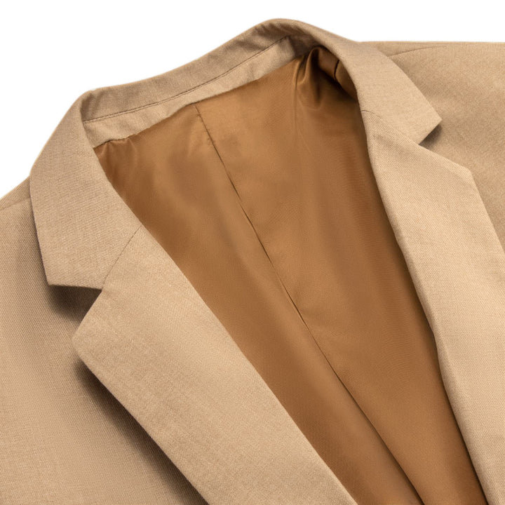 Men's Suit Burly Wood Brown Satin Notched Collar Suit Jacket Blazer