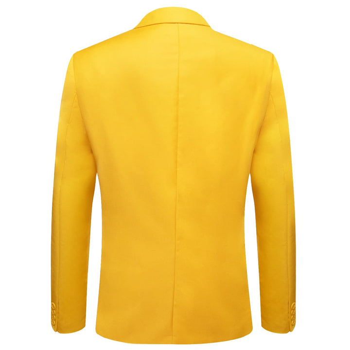 Men's Suit Gloss Butter Yellow Notched Collar Silk Suit Jacket Slim One Button Stylish Blazer
