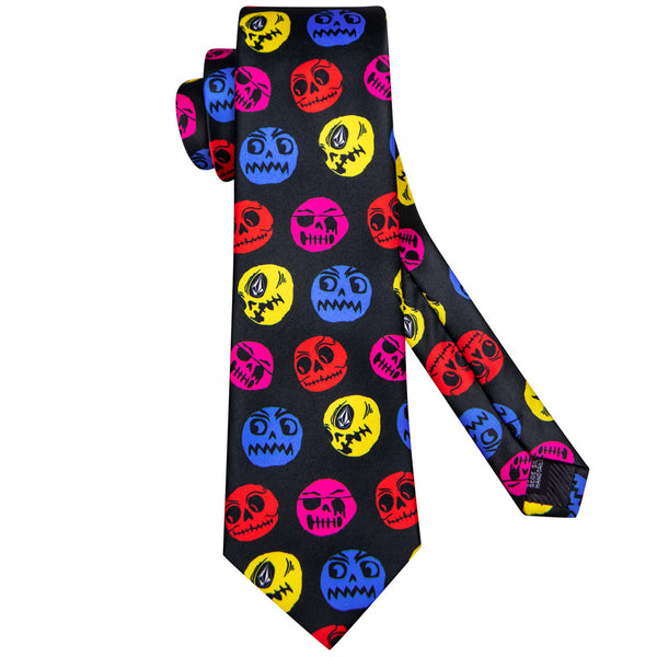 Halloween Necktie Skulls Novelty Men's Necktie Hanky Cufflinks Set