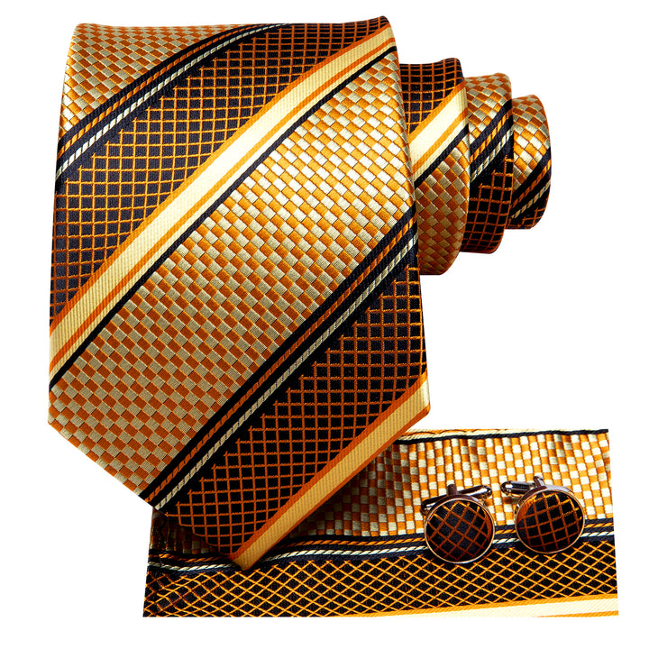 mens striped gold and black tie