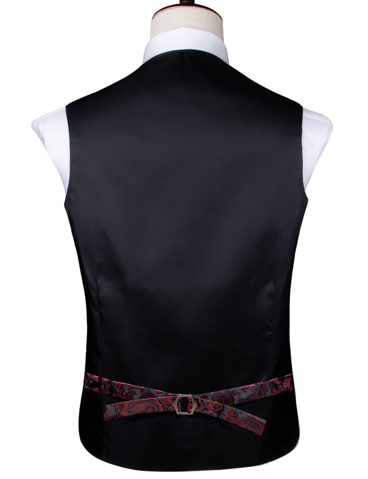 Red Black Paisley Jacquard Silk Men's color vest