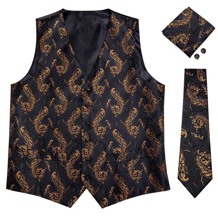 silk black gold paisley mens vests near me for fast shipping