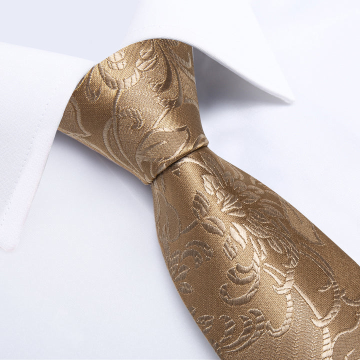 Champagne Gold Floral Tie Silk Men's Tie