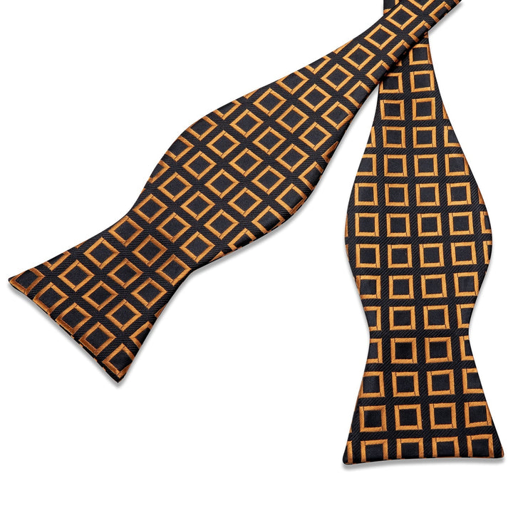 men's black and gold bow tie