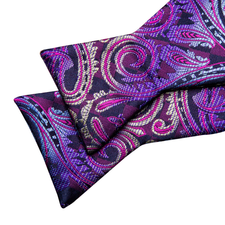 silk mens Gradient purple paisley bow tie