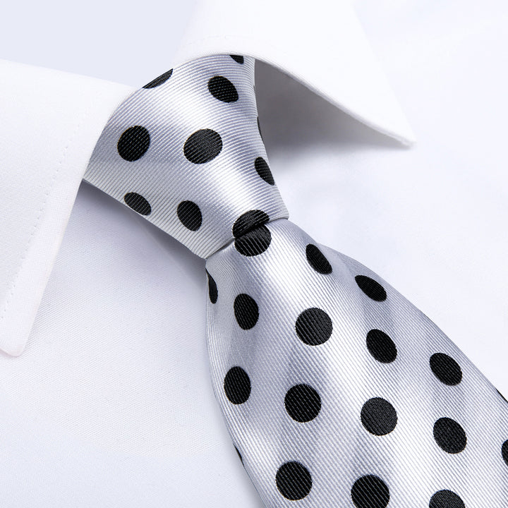 white striped black Polka Dot mens suit silk ties on sale with the white shirt