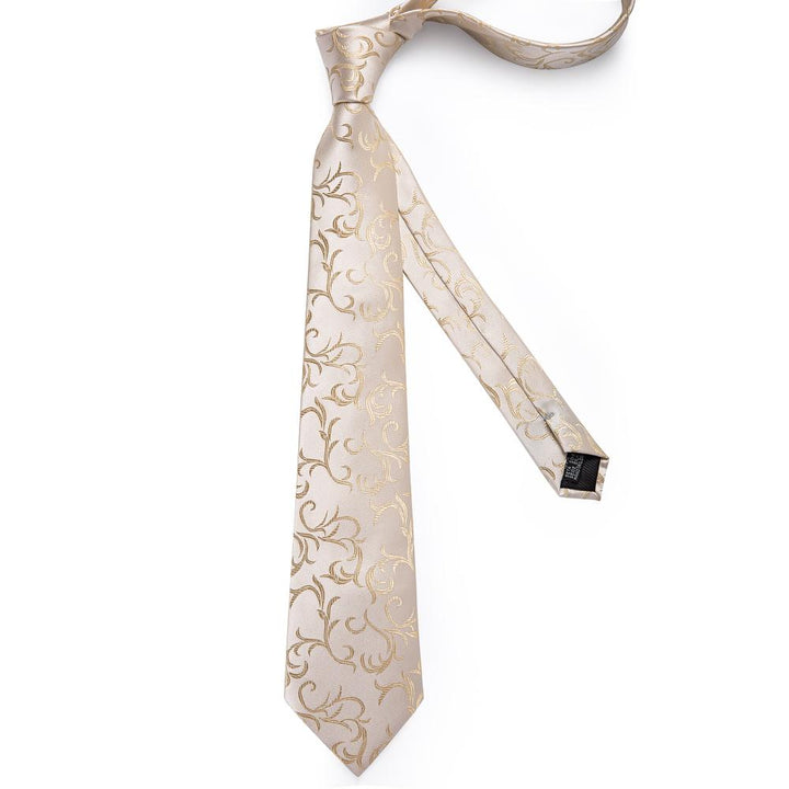 Champagne Tie Floral 63 Inches Extra Long Tie