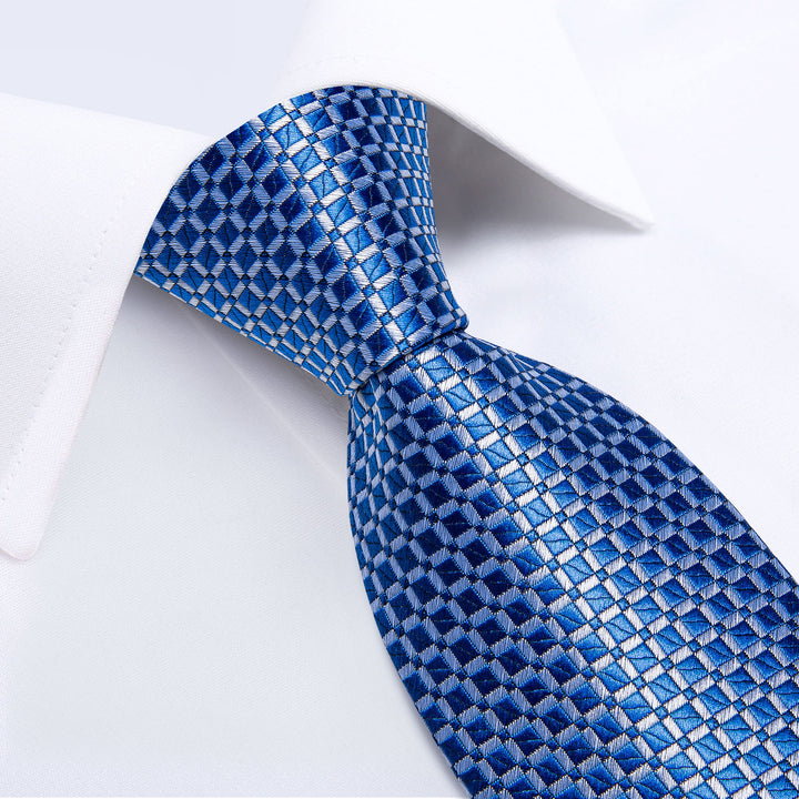 Blue Plaid mens silk formal ties