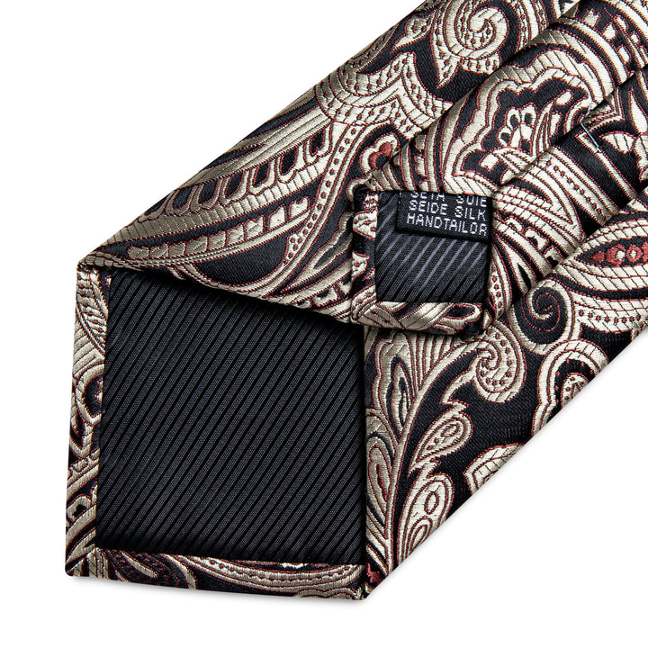 Brown Paisley Tie Pocket Square Cufflinks Set