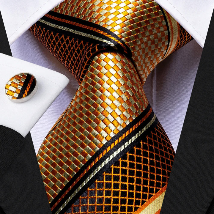 silk striped black gold mens ties