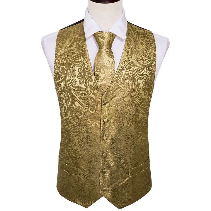 gold paisley silk vest tops for men