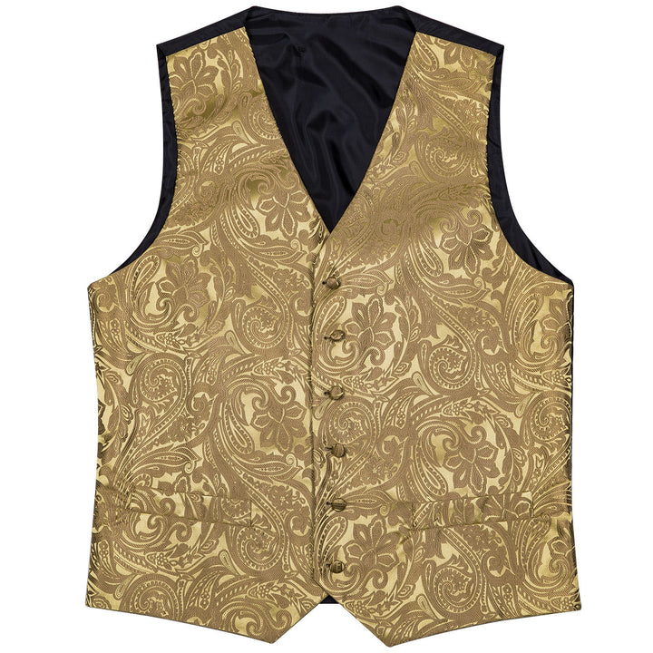gold yellow paisley silk mens fashion vest