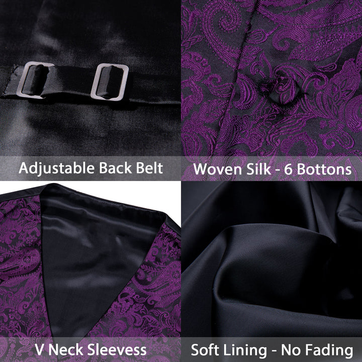 Deep Purple Paisley Silk men's vests for sale