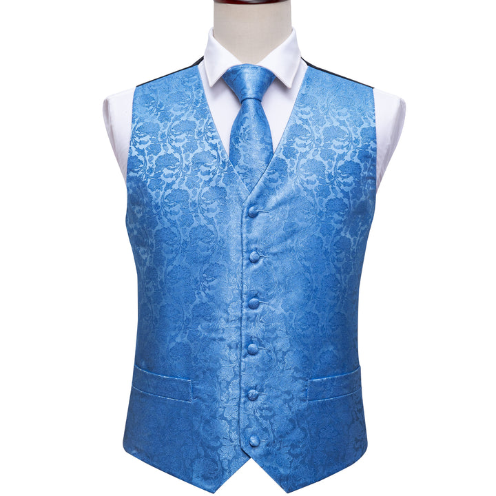 classic blue floral mens prom vest outfit