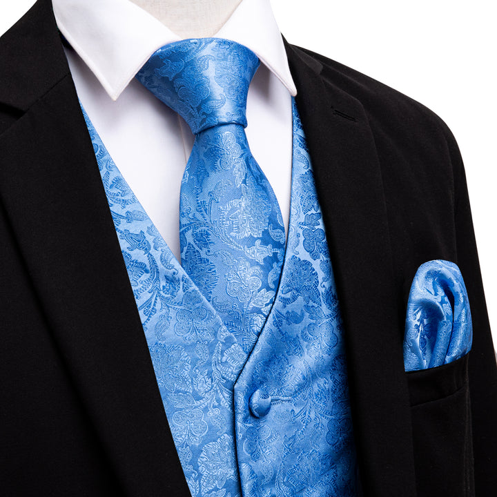 Blue floral silk mens warehouse vests
