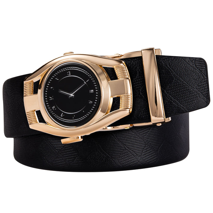Gold Watch Design Genuine Leather mens casual belt