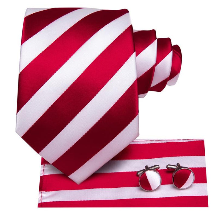 White Red Striped Men's elegant tie