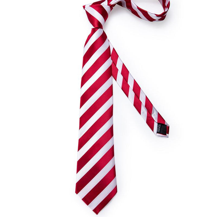 mens silk White Red tie stripes
