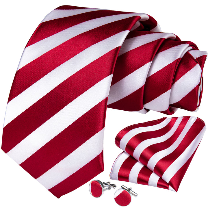 red white striped men's silk neckties