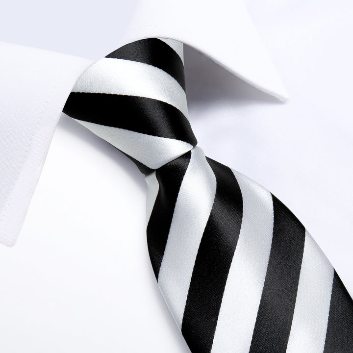 striped black white ties
