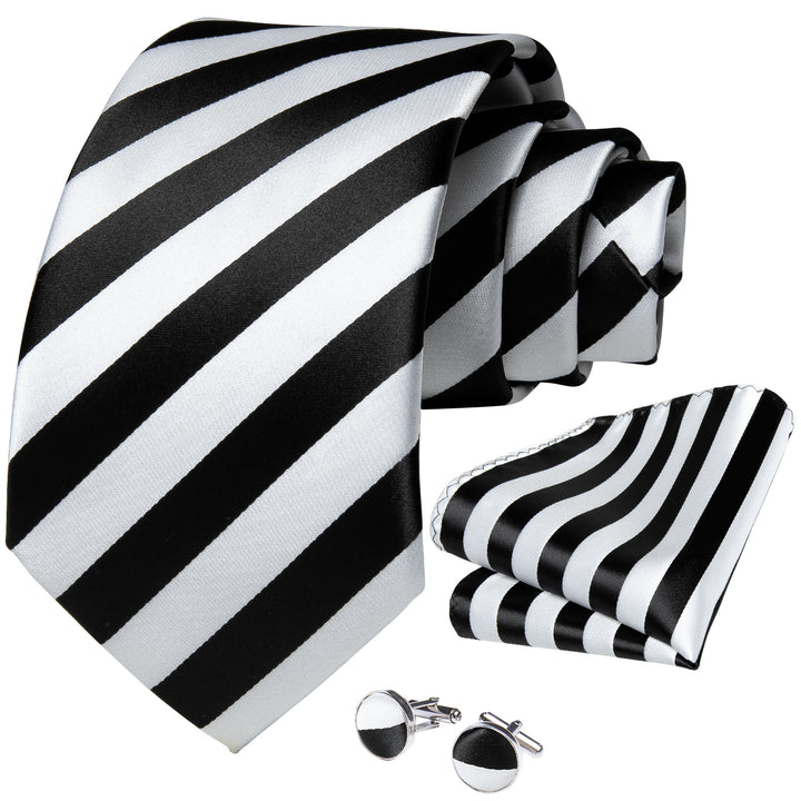 black white striped silk men ties