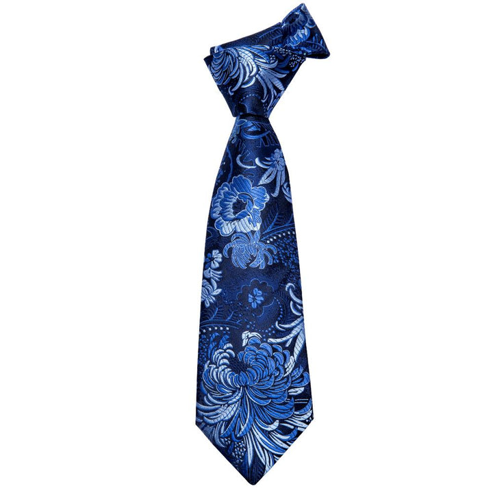 Blue Floral silk men with tie